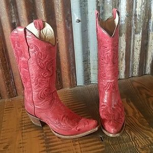 Red Snip Toe Circle G Cowboy Boots